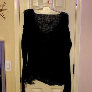 Handmade cable knit off the shoulder sweater
